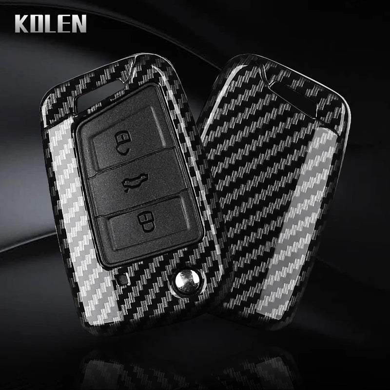 3 4 Buttons Carbon Fiber Car Key Case Cover For VW Volkswagen Golf 7 Tiguan MK2 For SEAT Ateca Leon FR 2 Ibiza For Skoda Octavia
