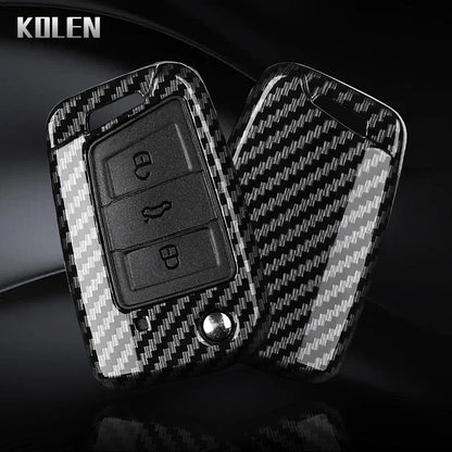 3 4 Buttons Carbon Fiber Car Key Case Cover For VW Volkswagen Golf 7 Tiguan MK2 For SEAT Ateca Leon FR 2 Ibiza For Skoda Octavia