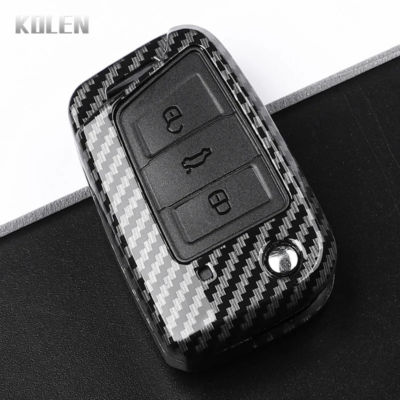 3 4 Buttons Carbon Fiber Car Key Case Cover For VW Volkswagen Golf 7 Tiguan MK2 For SEAT Ateca Leon FR 2 Ibiza For Skoda Octavia