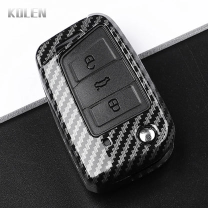 3 4 Buttons Carbon Fiber Car Key Case Cover For VW Volkswagen Golf 7 Tiguan MK2 For SEAT Ateca Leon FR 2 Ibiza For Skoda Octavia