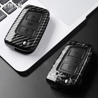 3 4 Buttons Carbon Fiber Car Key Case Cover For VW Volkswagen Golf 7 Tiguan MK2 For SEAT Ateca Leon FR 2 Ibiza For Skoda Octavia