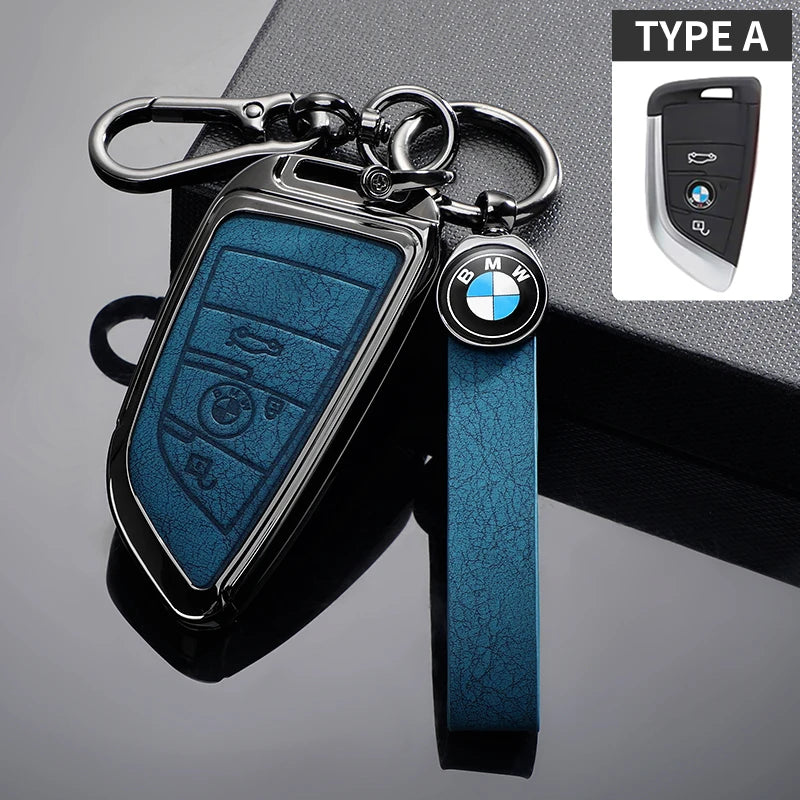 BMW Leather Car Key Case Protective Shell for BMW X1 X3 X5 X6 X7 1 3 5 6 7 Series G20 G30 G11 F15 F16 G01 G02 F48 Accessories