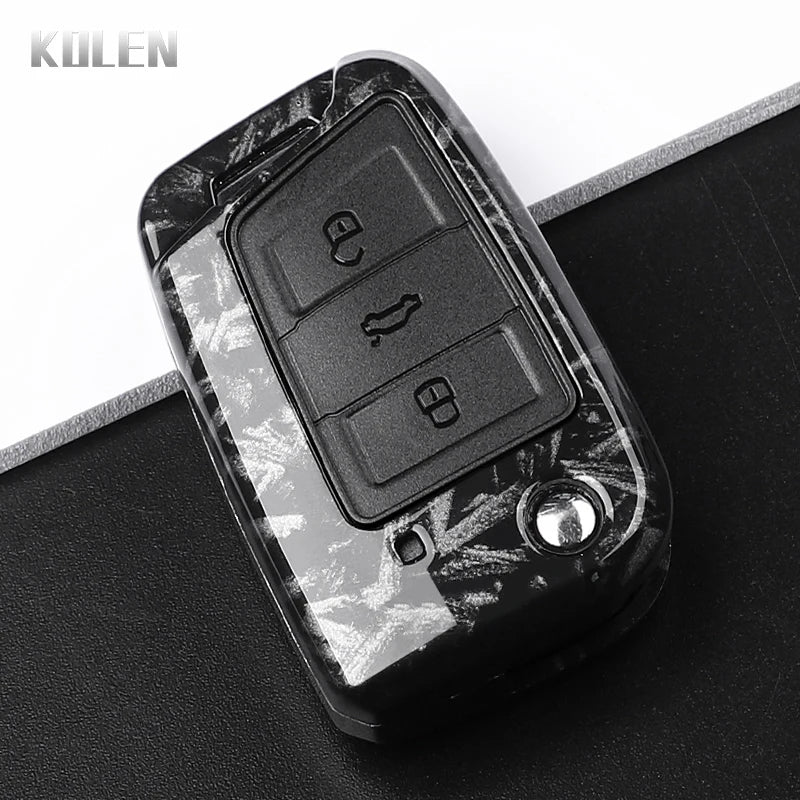 3 4 Buttons Carbon Fiber Car Key Case Cover For VW Volkswagen Golf 7 Tiguan MK2 For SEAT Ateca Leon FR 2 Ibiza For Skoda Octavia