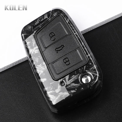 3 4 Buttons Carbon Fiber Car Key Case Cover For VW Volkswagen Golf 7 Tiguan MK2 For SEAT Ateca Leon FR 2 Ibiza For Skoda Octavia