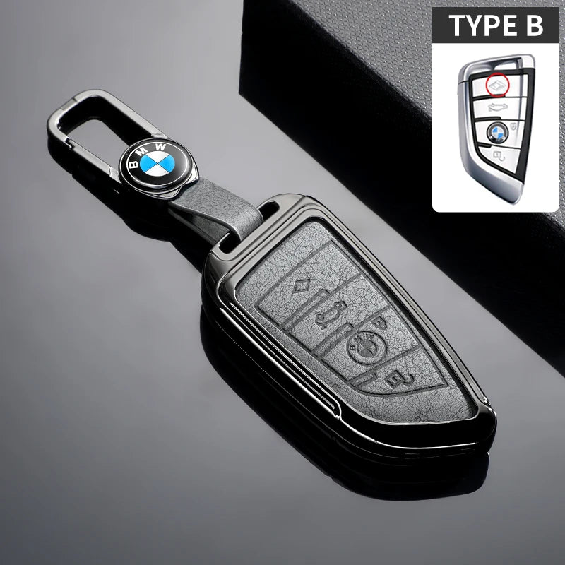 BMW Leather Car Key Case Protective Shell for BMW X1 X3 X5 X6 X7 1 3 5 6 7 Series G20 G30 G11 F15 F16 G01 G02 F48 Accessories