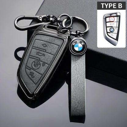 BMW Leather Car Key Case Protective Shell for BMW X1 X3 X5 X6 X7 1 3 5 6 7 Series G20 G30 G11 F15 F16 G01 G02 F48 Accessories