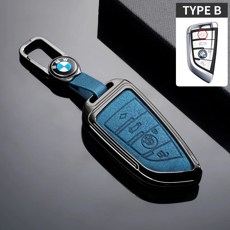 BMW Leather Car Key Case Protective Shell for BMW X1 X3 X5 X6 X7 1 3 5 6 7 Series G20 G30 G11 F15 F16 G01 G02 F48 Accessories