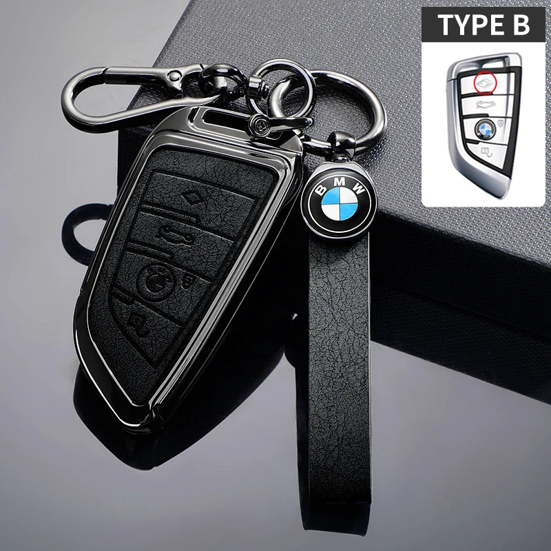 BMW Leather Car Key Case Protective Shell for BMW X1 X3 X5 X6 X7 1 3 5 6 7 Series G20 G30 G11 F15 F16 G01 G02 F48 Accessories
