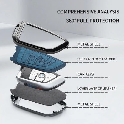 BMW Leather Car Key Case Protective Shell for BMW X1 X3 X5 X6 X7 1 3 5 6 7 Series G20 G30 G11 F15 F16 G01 G02 F48 Accessories