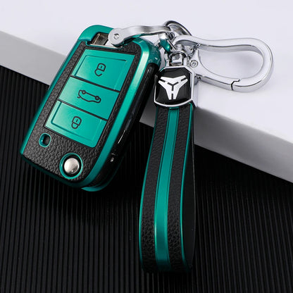 For Volkswagen VW Golf 7 MK7 Tiguan MK2 For Seat Ateca Leon FR lbiza Skoda Octavia Kodiaq Flip Key Case Cover Fob Protector