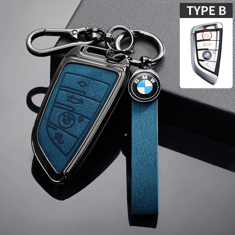 BMW Leather Car Key Case Protective Shell for BMW X1 X3 X5 X6 X7 1 3 5 6 7 Series G20 G30 G11 F15 F16 G01 G02 F48 Accessories