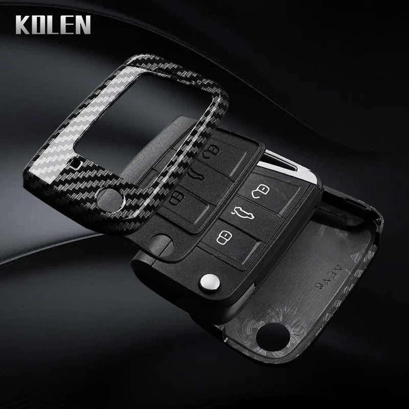 3 4 Buttons Carbon Fiber Car Key Case Cover For VW Volkswagen Golf 7 Tiguan MK2 For SEAT Ateca Leon FR 2 Ibiza For Skoda Octavia