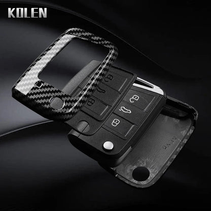 3 4 Buttons Carbon Fiber Car Key Case Cover For VW Volkswagen Golf 7 Tiguan MK2 For SEAT Ateca Leon FR 2 Ibiza For Skoda Octavia
