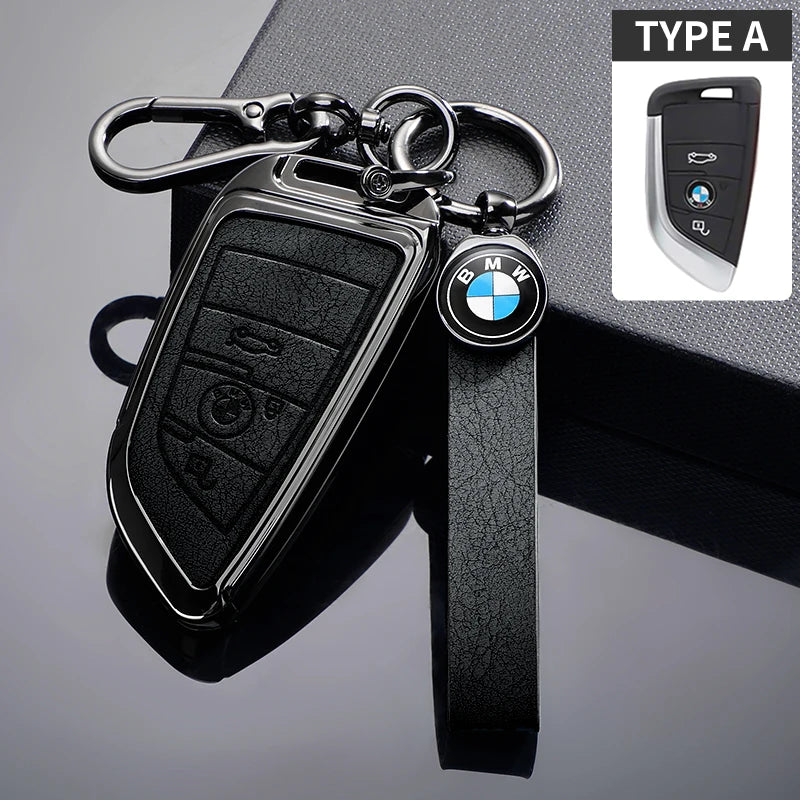 BMW Leather Car Key Case Protective Shell for BMW X1 X3 X5 X6 X7 1 3 5 6 7 Series G20 G30 G11 F15 F16 G01 G02 F48 Accessories