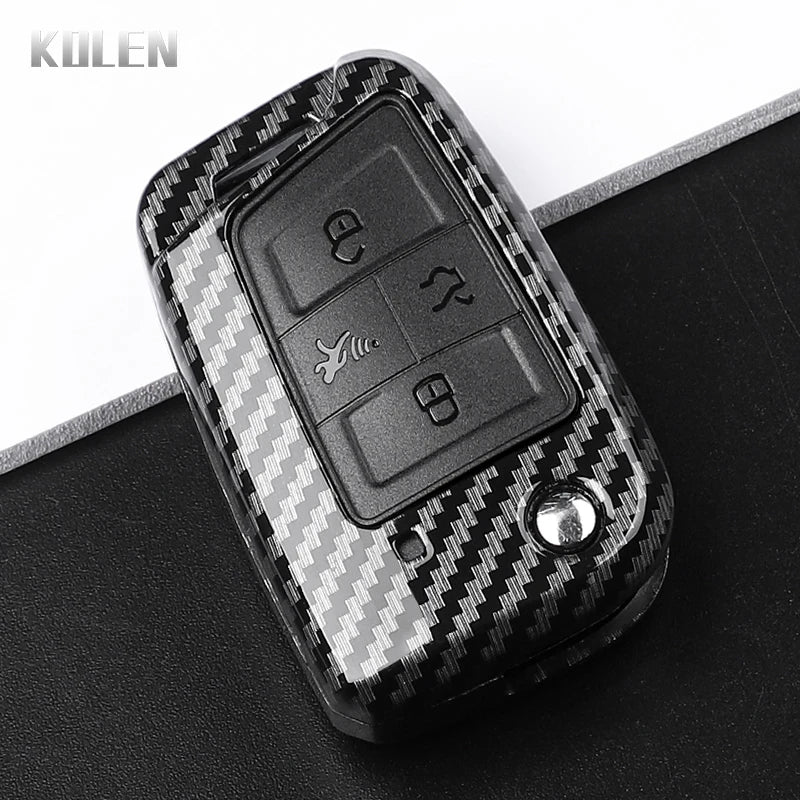 3 4 Buttons Carbon Fiber Car Key Case Cover For VW Volkswagen Golf 7 Tiguan MK2 For SEAT Ateca Leon FR 2 Ibiza For Skoda Octavia