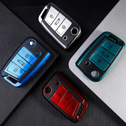 For Volkswagen VW Golf 7 MK7 Tiguan MK2 For Seat Ateca Leon FR lbiza Skoda Octavia Kodiaq Flip Key Case Cover Fob Protector